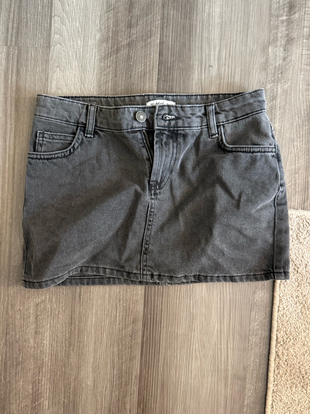 Subdued Women's Washed Black Denim Mini Skirt